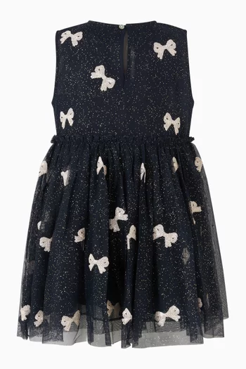 فستان إيفون بنقشة مطرزة بعقد تول