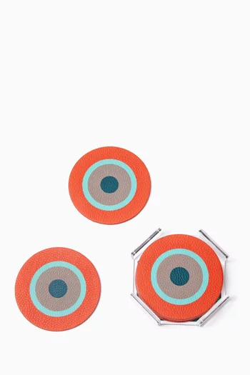 طقم قواعد أكواب ستيلا جلد، 6 قطع