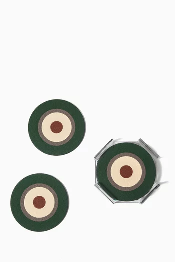 طقم قواعد أكواب ستيلا جلد، 6 قطع