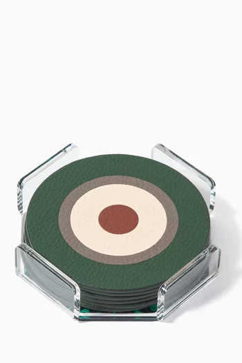 طقم قواعد أكواب ستيلا جلد، 6 قطع