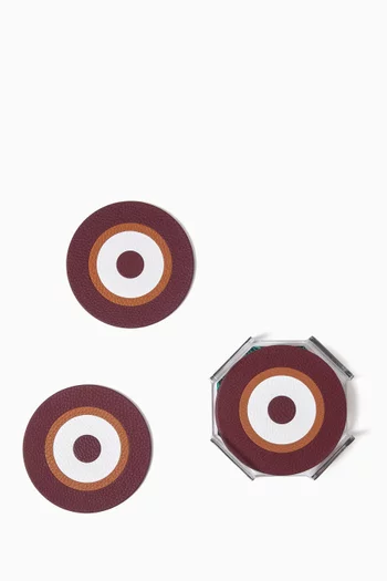 طقم قواعد أكواب ستيلا جلد، 6 قطع