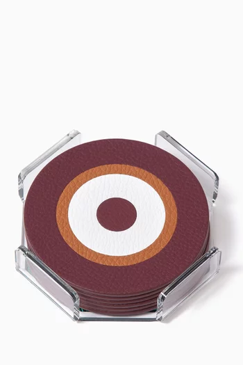 طقم قواعد أكواب ستيلا جلد، 6 قطع