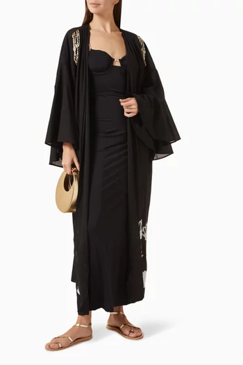 Pearl & Shell Embellished Maxi Dress