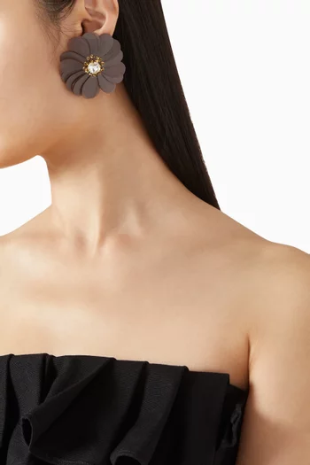 Eclats De Marguerites Clip-on Earrings in Gold-plated Brass