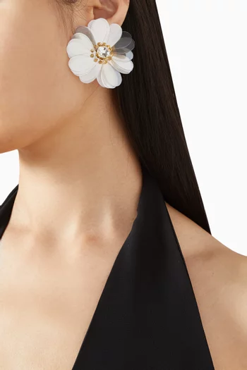 Eclats De Marguerites Clip-on Earrings in Gold-plated Brass