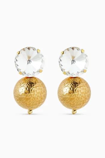 Oria Crystal Clip-on Earrings in Gold-plated Brass