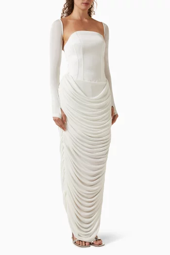 فستان طويل بدرابيه وأكمام قابلة للإزالة