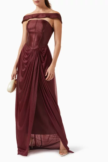 فستان اكليبس طويل بأكتاف مكشوفة