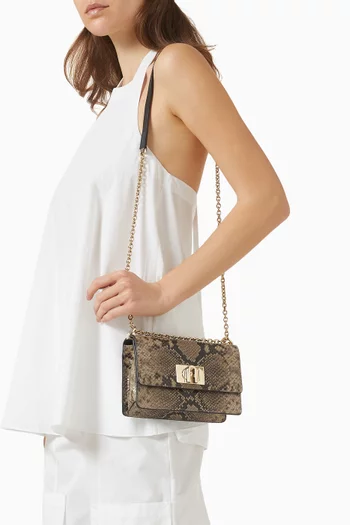 Mini Snake-print Crossbody Bag in Goat Leather