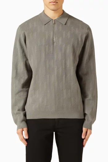 Monogram Zip-up Polo Shirt