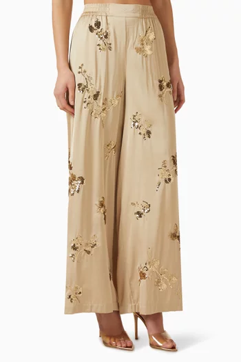 Sequin-embellished Wide-leg Pants