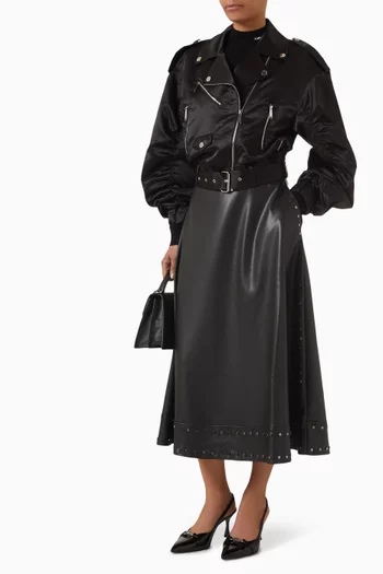 Biker Bomber Jacket in Satin