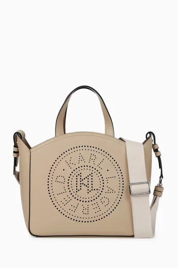 Small K/Circle Tote Bag in Leather