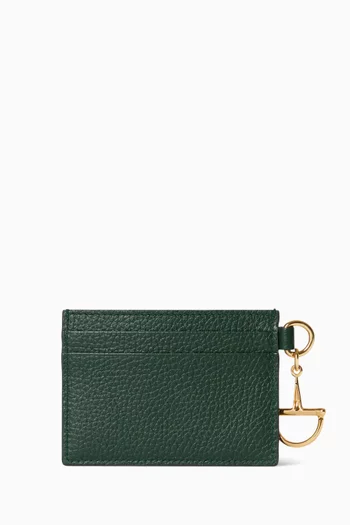 Gucci Half Horsebit Card Case in Grainy Leather