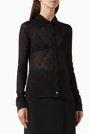 تي شيرت بولو بنقشة شعار حرفي GG‏ جيرسيه وجاكار