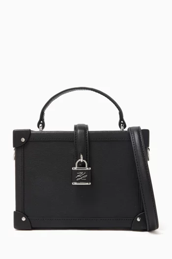 حقيبة كيه/اوتوغراف صغيرة بتصميم صندوق بقفل جلد