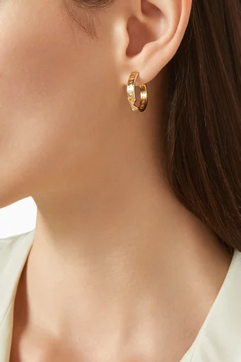 Numeric Diamond Hoop Earrings in Gold-plated Silver