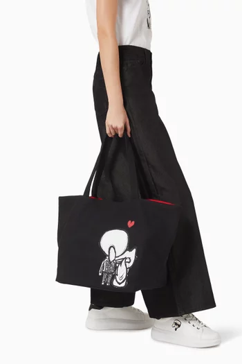 Ikon Hearts Tote Bag in Woven Cotton