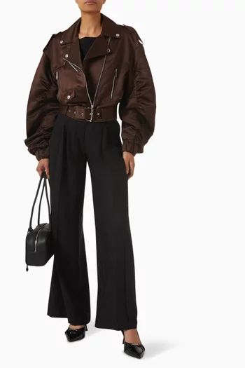 Biker Bomber Jacket in Satin