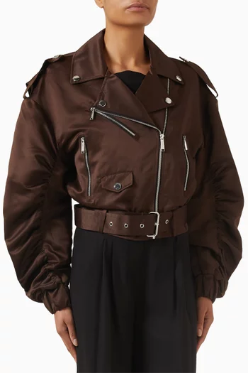 Biker Bomber Jacket in Satin