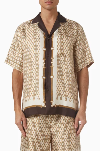 Printed Bowling Shirt in Silk Twill