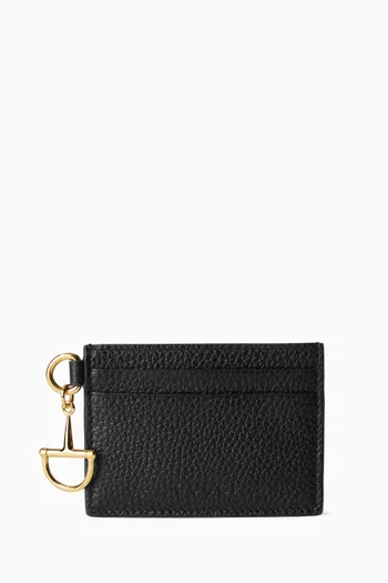 Gucci Half Horsebit Card Case in Grainy Leather