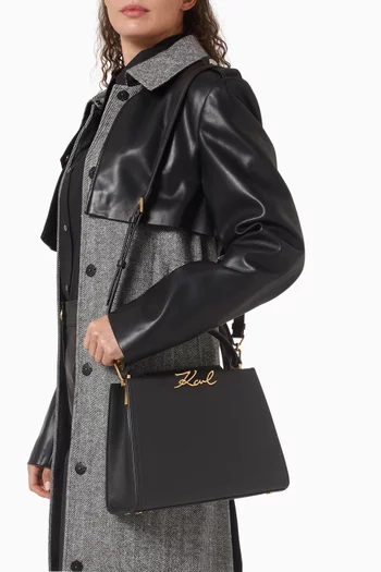 Medium K/Signature Top-handle Bag in Leather