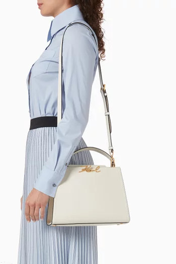 Medium K/Signature Top-handle Bag in Leather