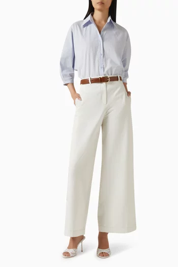 بلوزة بقصة فضفاضة قطن بوبلين