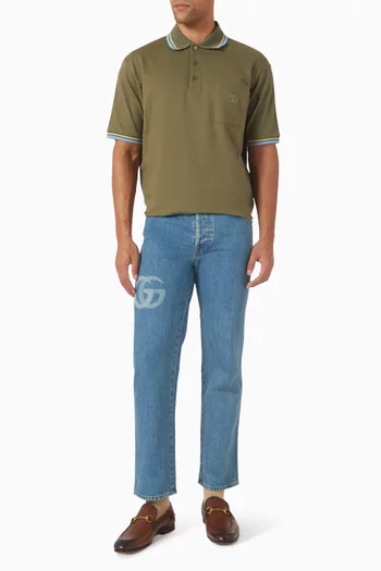 Logo-embroidered Polo Shirt in Stretch Cotton-piqué