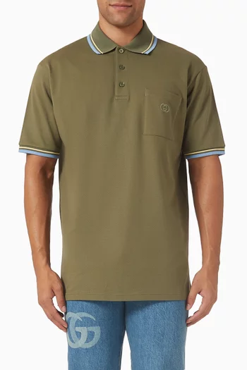 Logo-embroidered Polo Shirt in Stretch Cotton-piqué
