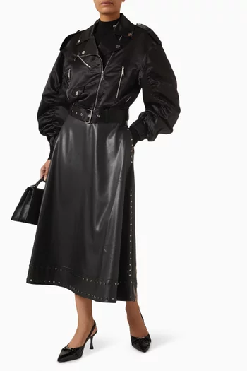 Stud-embellished Skirt in Faux Leather