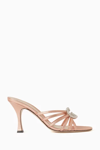 حذاء مفتوح بشعار حرفي GG مرصع بالكريستال وكعب 85 مم جلد لامع