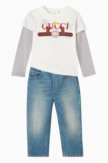 بنطال جينز دينم بشعار الماركة