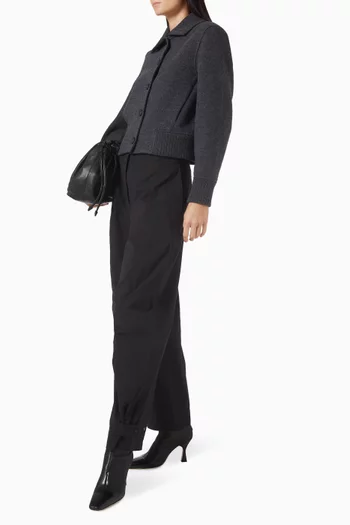 جاكيت صوف مارينو بارز الملمس ومضلع