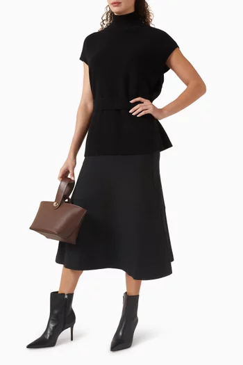 Belted Funnel-neck Sweater Vest in Merino-wool