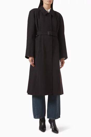 Belted Trench Coat in Wool-blend