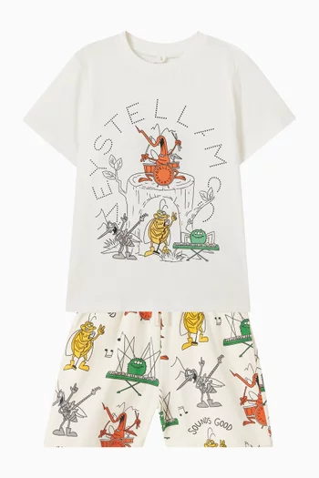 تي شيرت بطبعة شعار الماركة قطن