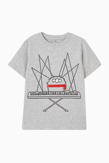 Piano Playing Spider T-shirt in Cotton