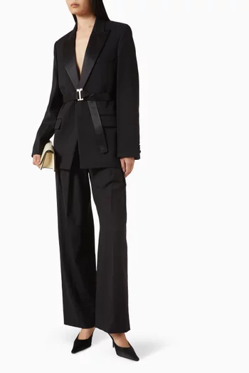 Belted Tailored Jacket in Grain de Poudre