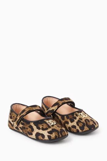 Leopard-print Ballet Flats in Leather