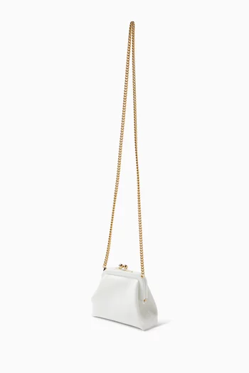 Crystal-embellished Logo Shoulder Bag in Calfskin Leather