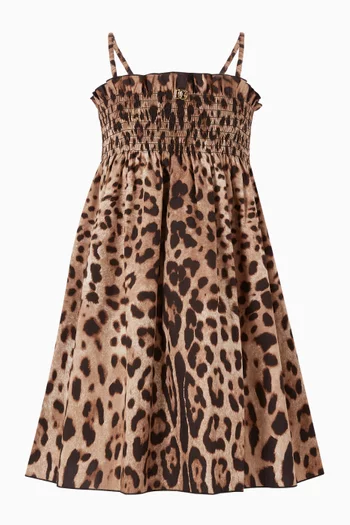 فستان بنقشة جلد الفهد بوبلين 