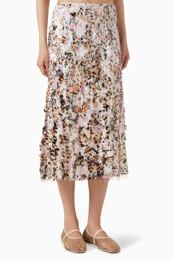 تنورة مطرزة بالترتر قماش شبكي