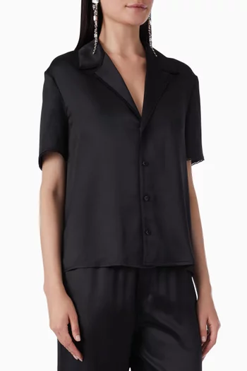 Pyjama Top in Silk Satin & Lace