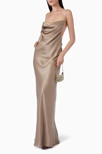 Open-back Dress in Silk Satin