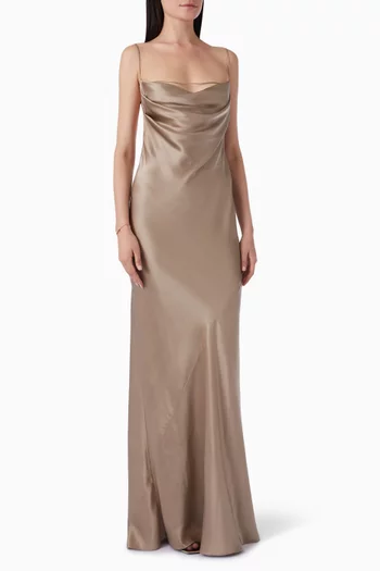 Open-back Dress in Silk Satin