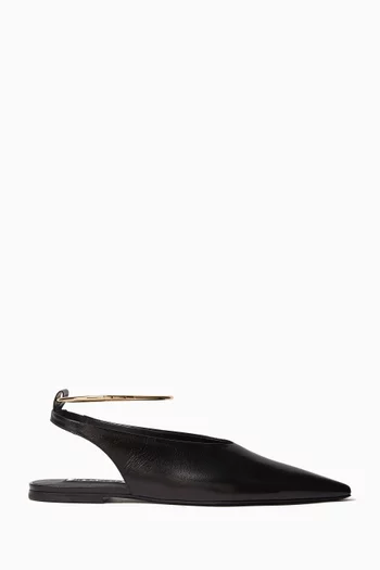 Ring Sling-back Ballerina Pumps in Leather