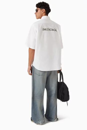 Masking Tape Large-fit Shirt in Cotton-poplin