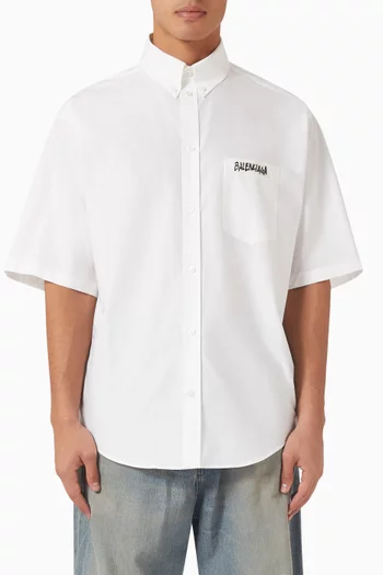 Masking Tape Large-fit Shirt in Cotton-poplin